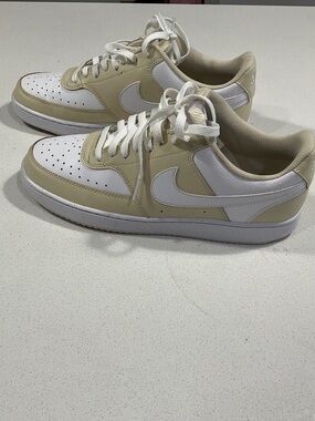 Nike Men Dunk Low-Top Sneakers in White and Beige